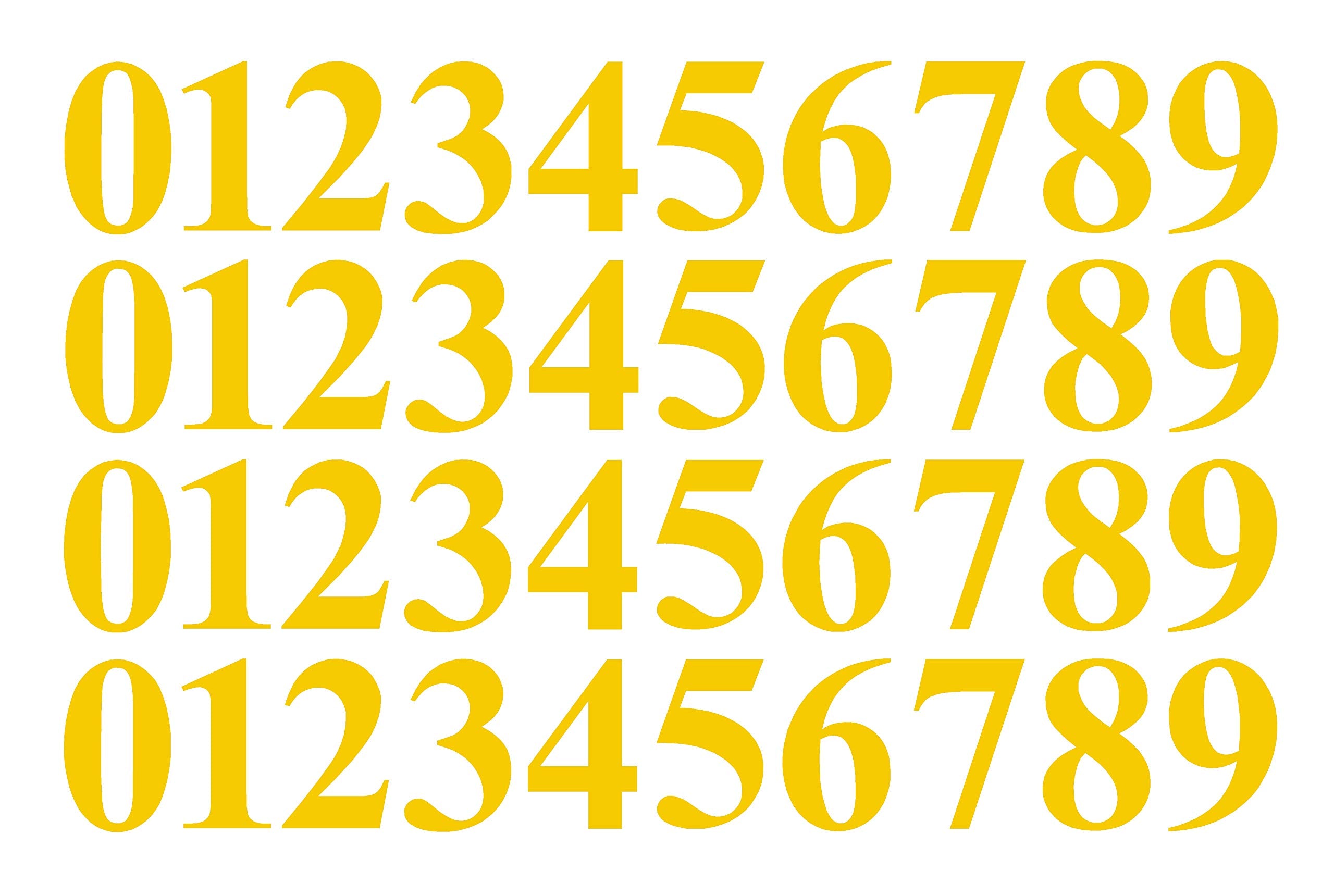 0 To 9 Number Stickers Yellow Vinyl Decals Set Of 40 Choose Size!! 1' To 12' Business Grey Sports Office (V646Yellowtimes) (12