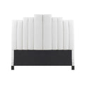 Martha Stewart Modern Channel Tufted Headboard Queen Size, Upholstered Plush Velvet Quilted, Black Solid Wood Legs, Vertical Str