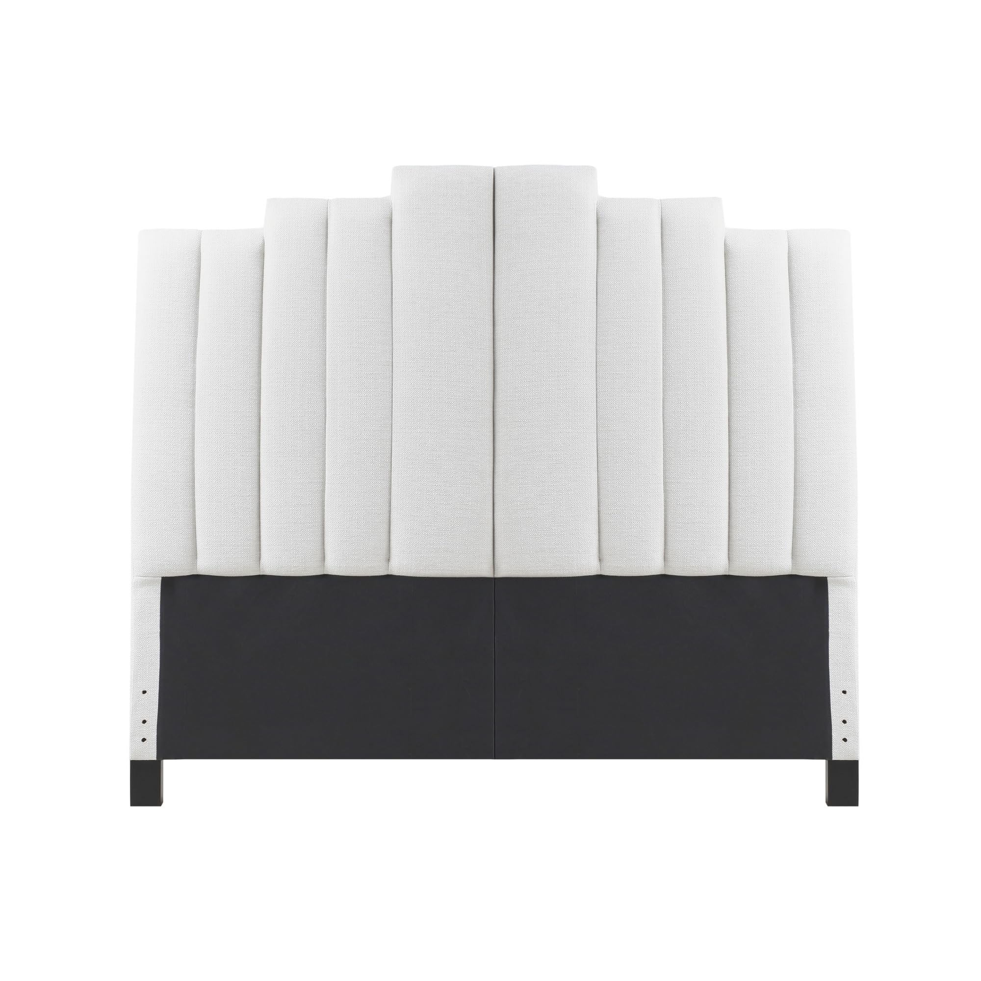 Martha Stewart Modern Channel Tufted Headboard Queen Size, Upholstered Plush Velvet Quilted, Black Solid Wood Legs, Vertical Str