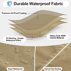 Outdoorlines Waterproof Outdoor Patio Heater Covers With Zipper And Storage Bag, Dust-Proof Uv-Resistant Windproof Propane Heavy Duty Heater Cover For Standing Heater, 2 Packs-95Hx34Dx19B Inch Camel