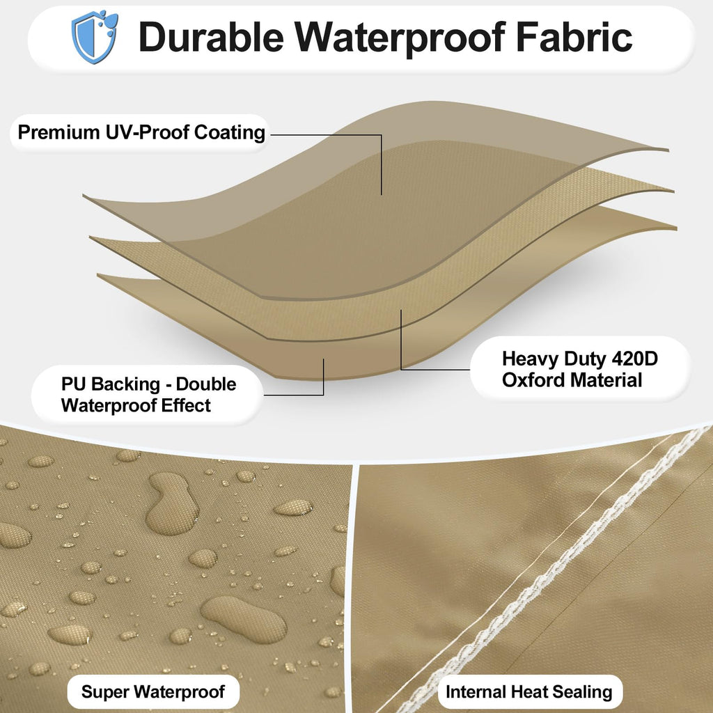 Outdoorlines Waterproof Outdoor Patio Heater Covers With Zipper And Storage Bag, Dust-Proof Uv-Resistant Windproof Propane Heavy Duty Heater Cover For Standing Heater, 1 Pack-95Hx34Dx19B Inch Camel