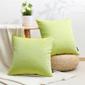 Phantoscope Pack Of 2 Velvet Decorative Throw Decorative Pillow Cover Soft Solid Square Cushion Case For Couch Lime Green 20 X 2
