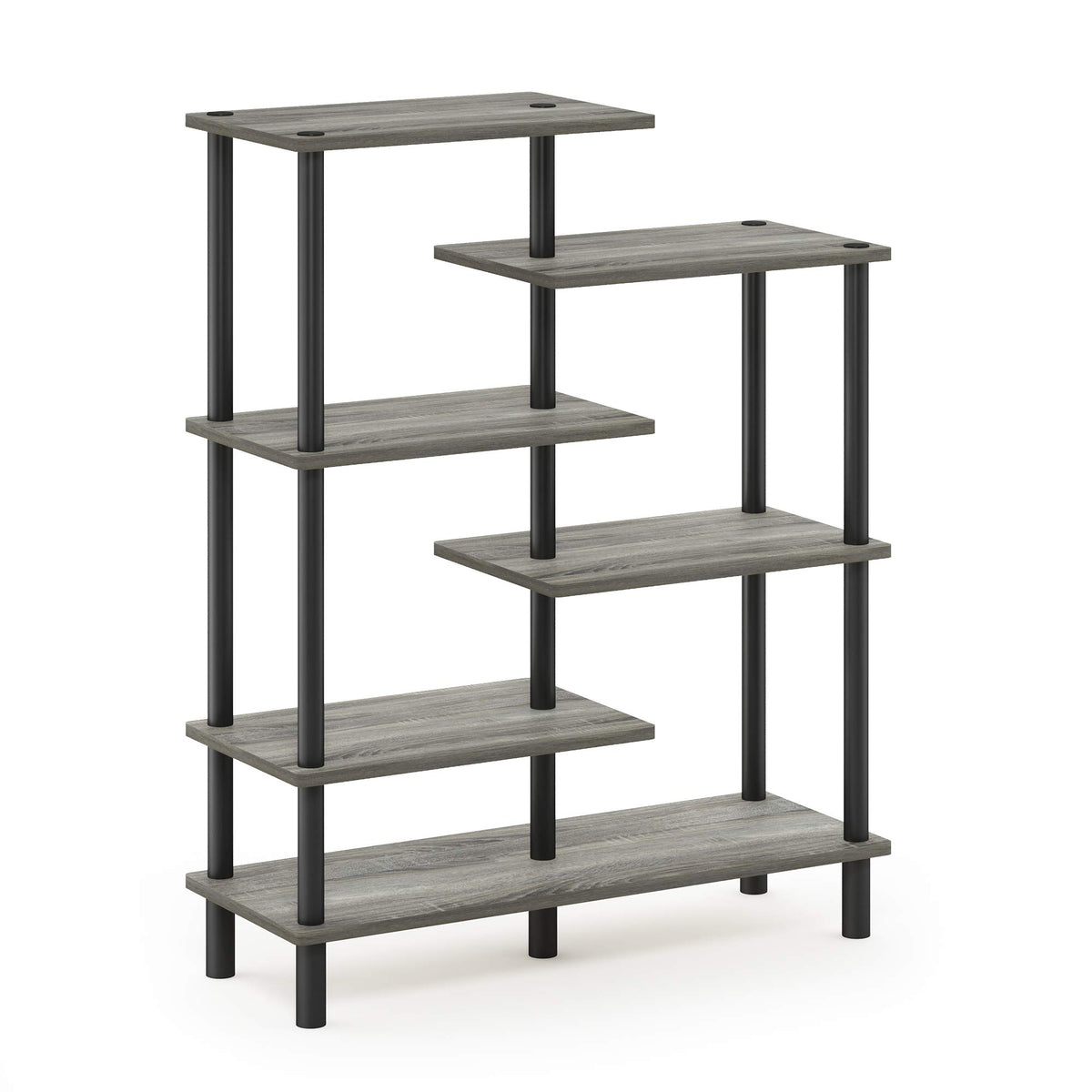 Furinno Turn-N-Tube 6-Tier Accent Display Rack, French Oak Grey/Black