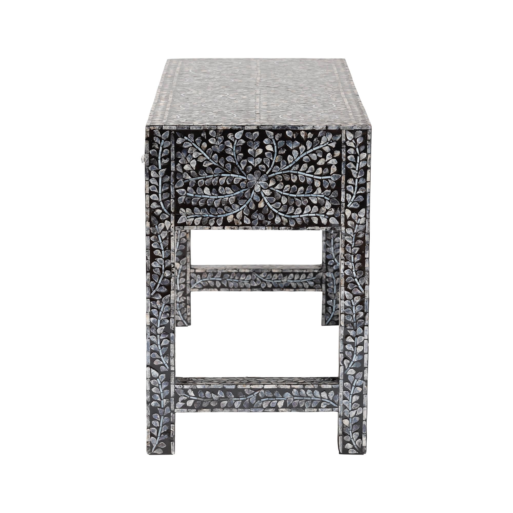 bali & pari Elara Black and White Capiz Shell 3-Drawer Console Table