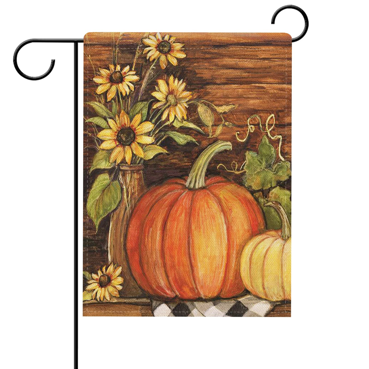 Hzppyz Fall Thanksgiving Pumpkin Sunflowers Home Decorative Garden Flag, Autumn Harvest Yard Outside Farmhouse Decor Flag, Decor