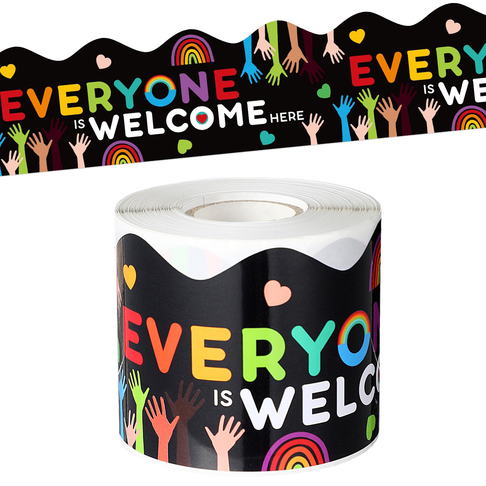 Seajan 65.62 Ft Colorful Classroom Bulletin Board Border Boho Classroom Border Everyone Is Welcome Here Rainbow Trim Bulletin Bo
