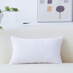 Home Brilliant Oblong Pillow Cover Decorative Striped Corduroy Rectangle Cushion Cover For Couch, 12 X 20 Inch, Pure White