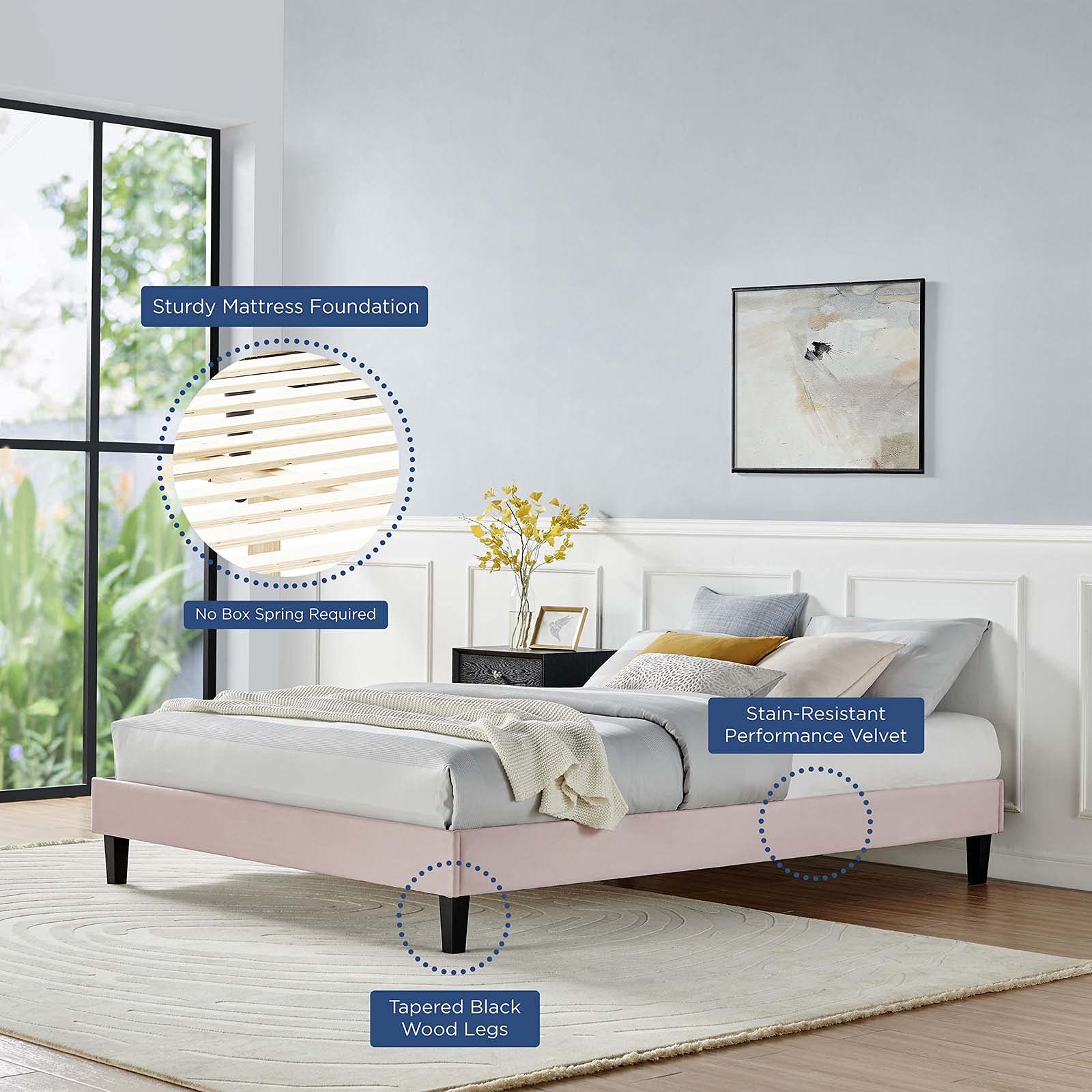 Modway Reign Platform, Queen, Pink