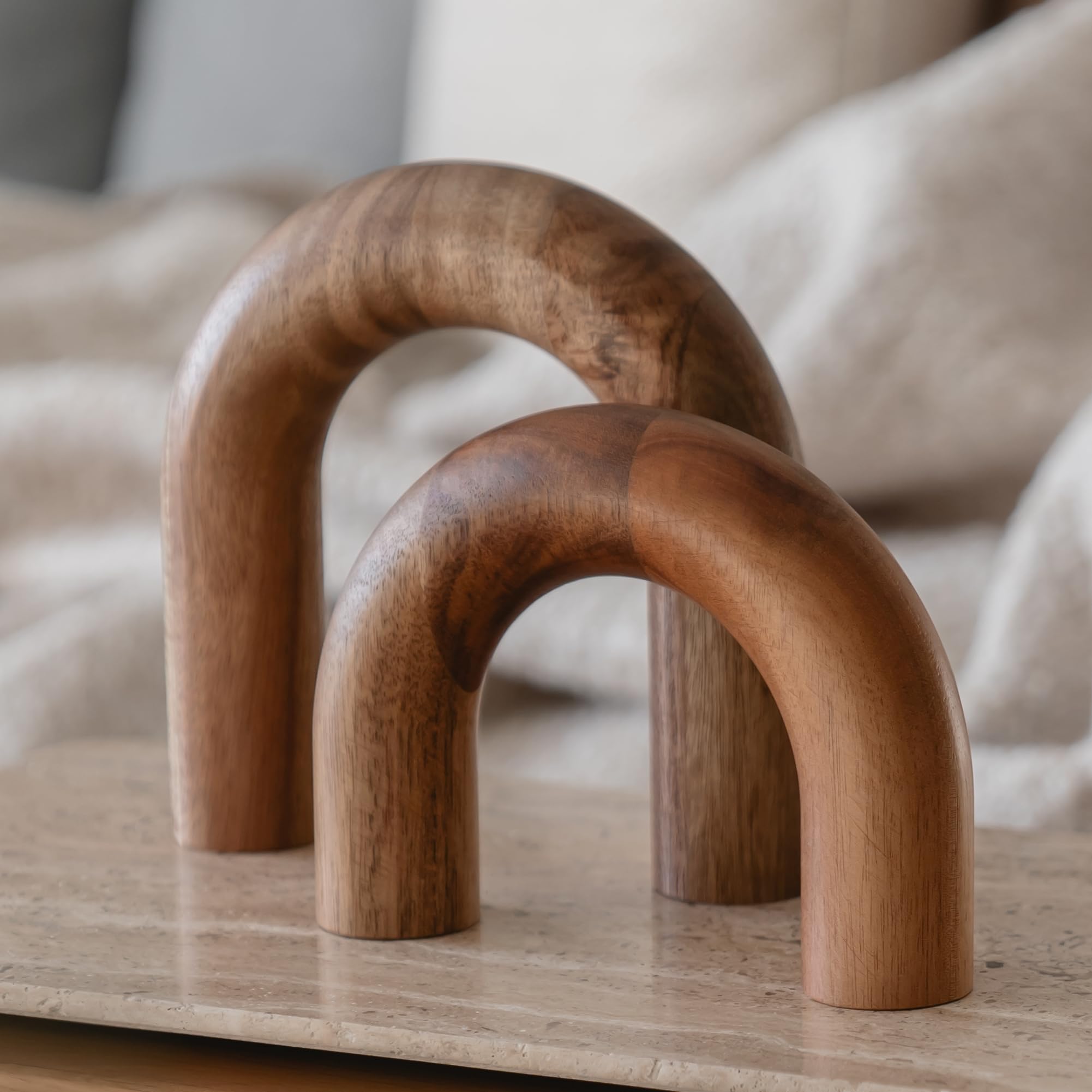 PEAKOLY Wood Arch Bookshelf Decor - Shelf Decor Accents, Coffee Table Decor Items, Modern Home Decor, Entryway Decor, Decorative
