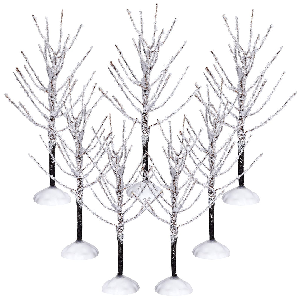 7 Pieces Mini Christmas Decor Trees,Snow Covered Branch Village Trees,Artificial Christmas Village Displays Tree, Winter Snow Mo