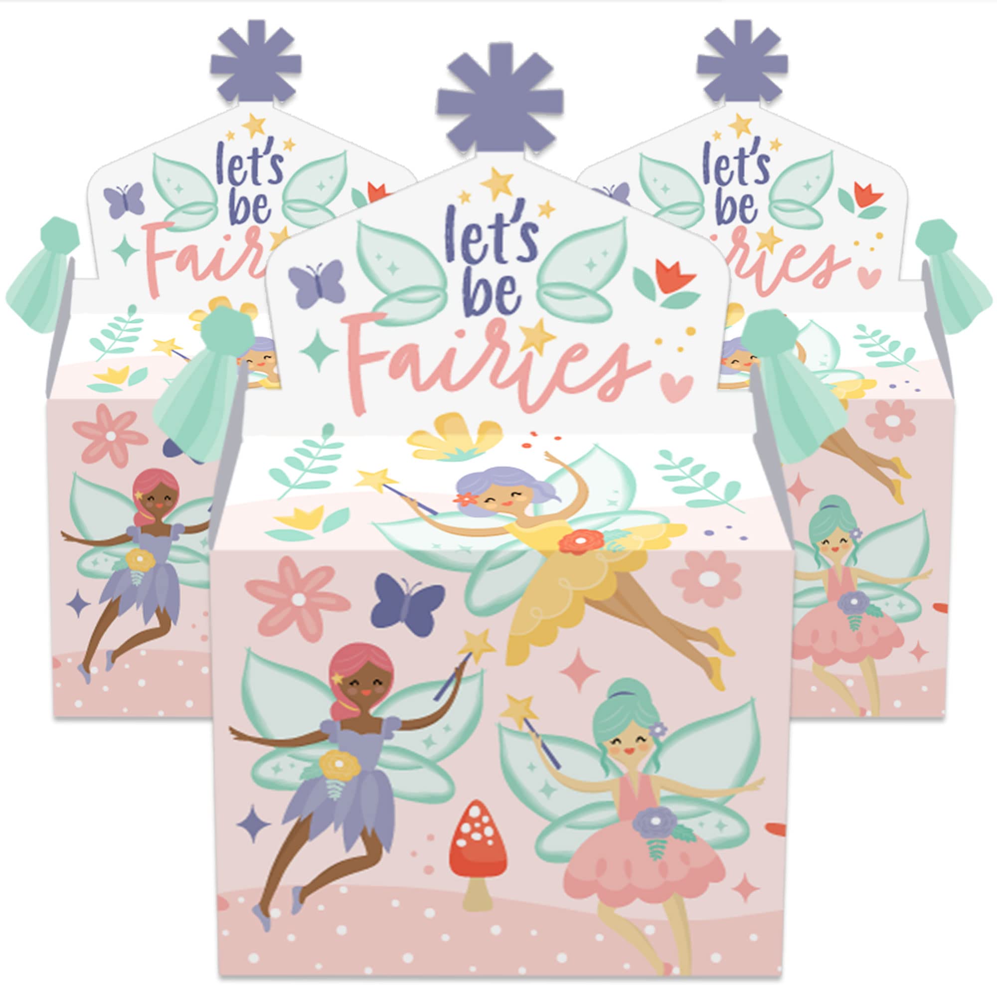 Big Dot Of Happiness Lets Be Fairies - Treat Box Party Favors - Fairy Garden Birthday Party Goodie Gable Boxes - Set Of 12