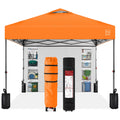 Best Choice Products 10X10Ft Easy Pop Up Canopy W/Side Wall, 10 Pockets, Portable Carrying Case, 1-Button Setup, 4 Weight Bags - Orange