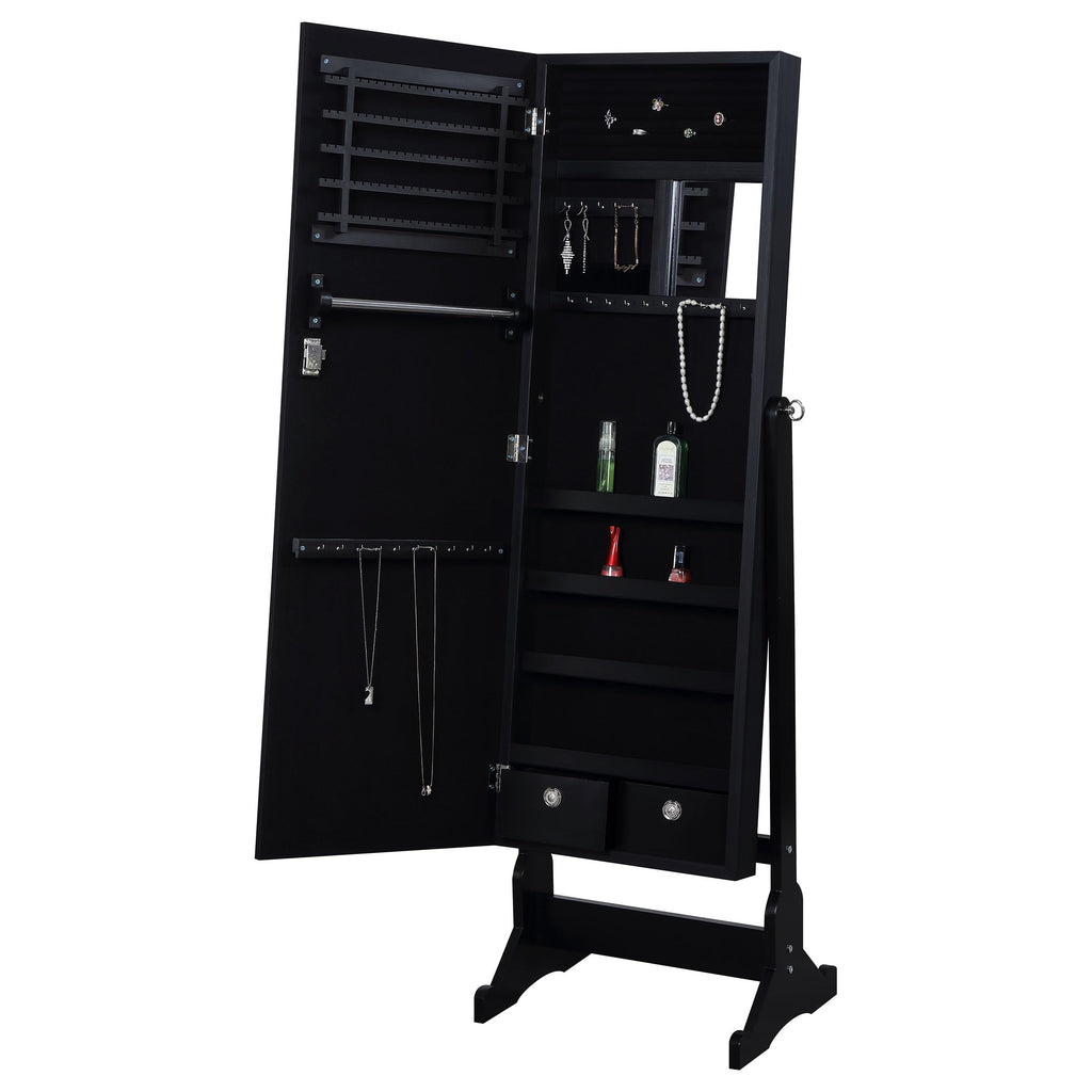 Coaster Home Furnishings Tutuola Cheval Mirror with Jewelry Storage Black