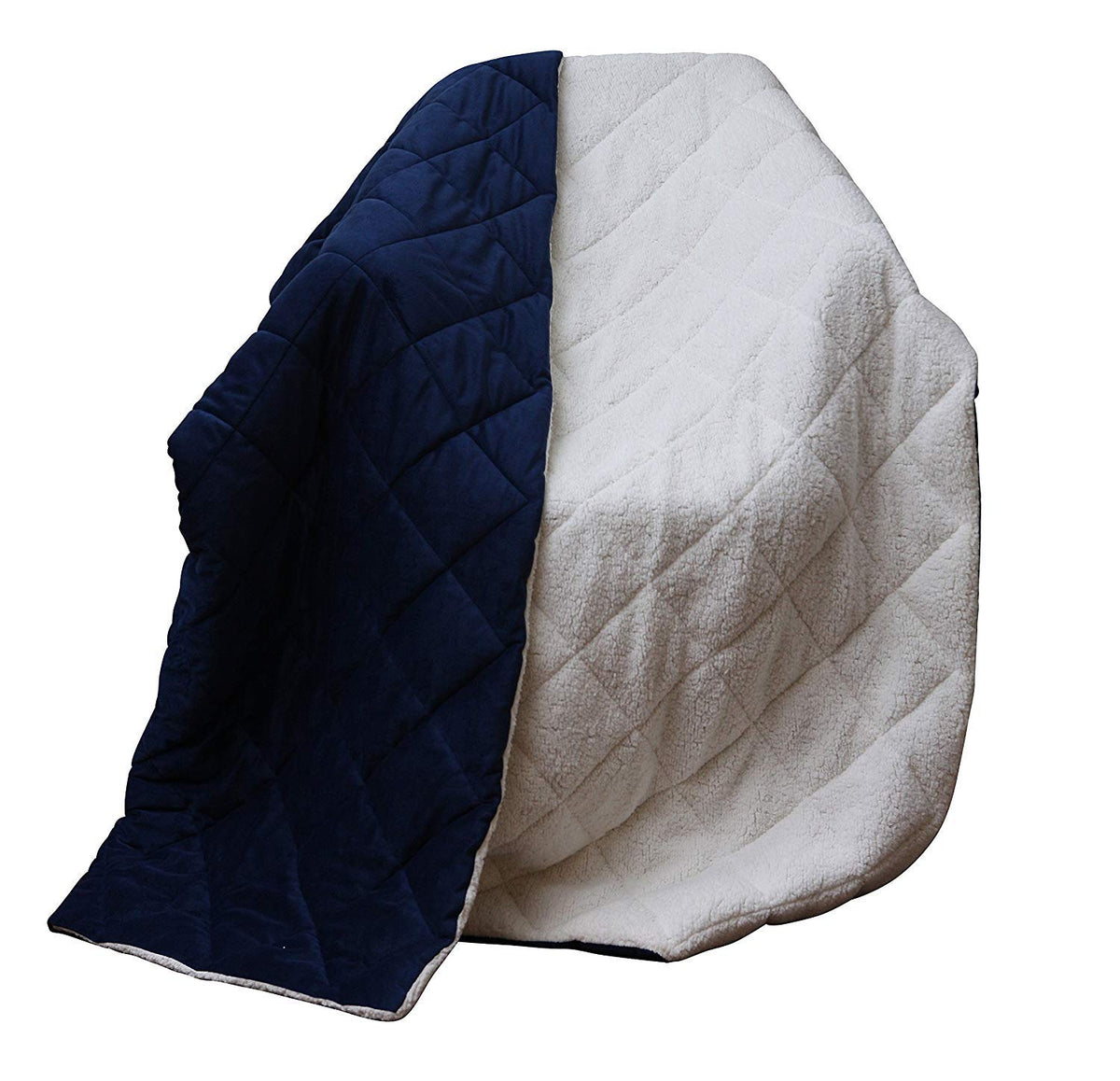 HomeRoots Decor Luxurious Super Soft Quilted and Fleece Throw Blanket - Navy Blue