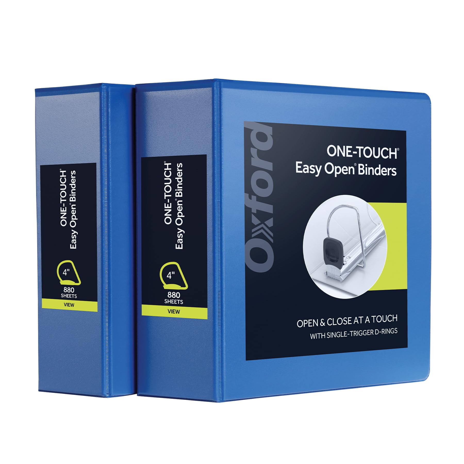 Oxford 3 Ring Binders, Durable Binders For School And Office, 4 Inch, One-Touch Easy Open D Rings, View Binder Covers, 4 Interio