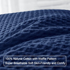 Phf 100% Cotton Waffle Weave Throw Pillow Cover, 22' X 22', No Insert, 2 Pack Square Pillowcases Shell, Elegant Home Decorative Throw Pillow Covers For Bed Couch Sofa, Navy Blue