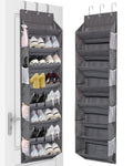 Miracsnail Over the Door Shoe Organizer Hanging with 8 Mesh Pockets 8 Wire Large Deep Pockets, 50lbs Weight Capacity Fits 16 Pai