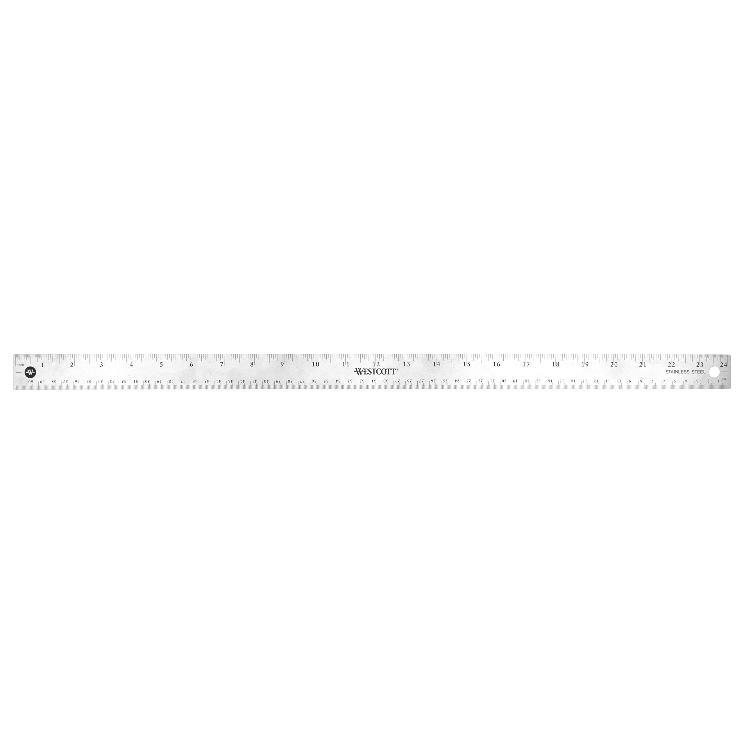 Westcott Stainless Steel Office Ruler With Non Slip Cork Base, 24'