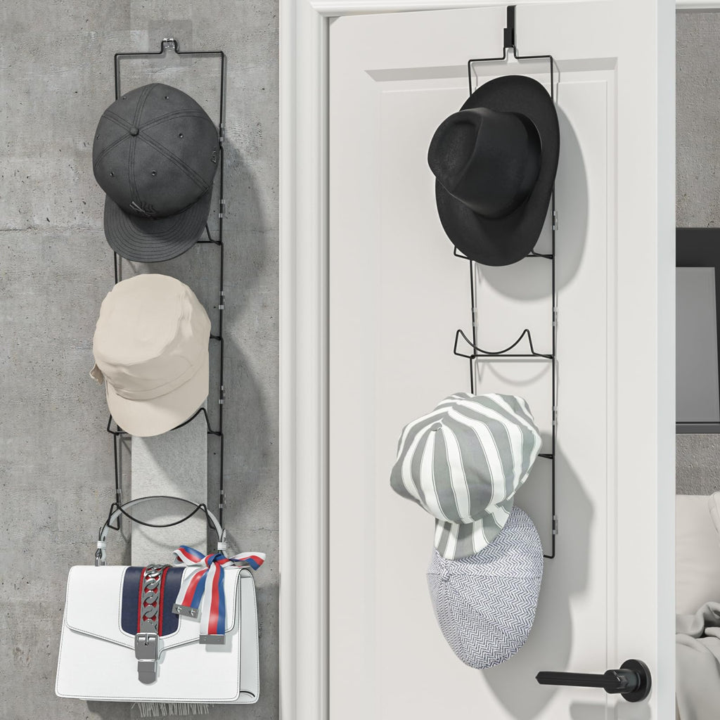 Linfidite 10 Pack Hat Rack Hanger Holder Organizer Flexible Multi Hook Wall Mounted Over Door Baseball Cap Display Storage Rack