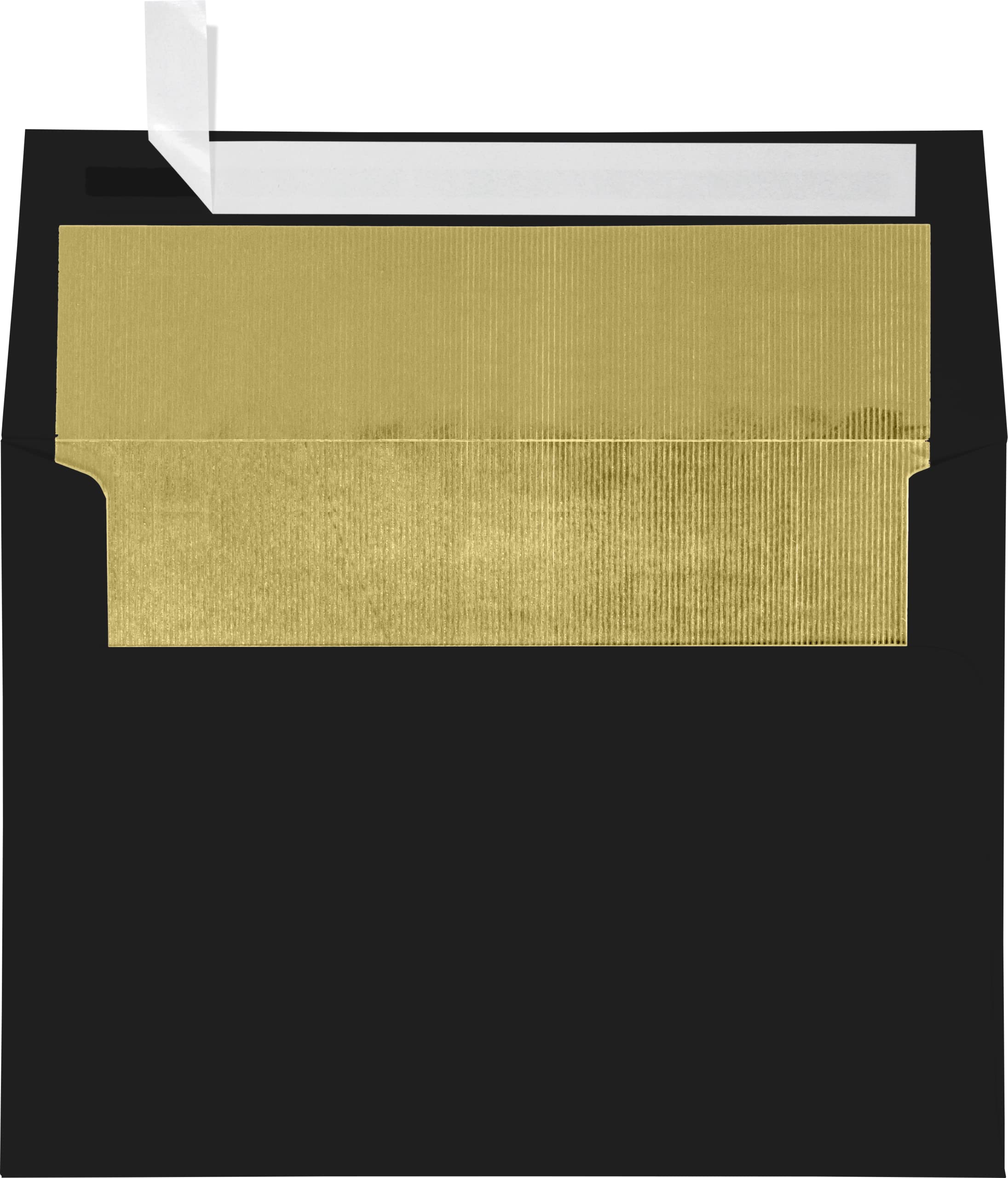 Luxpaper A7 Foil Lined Invitation Envelopes | Peel & Press | 5 1/4' X 7 1/4' | Black W/Gold Lux Lining | 80Lb. Text | 50 Qty