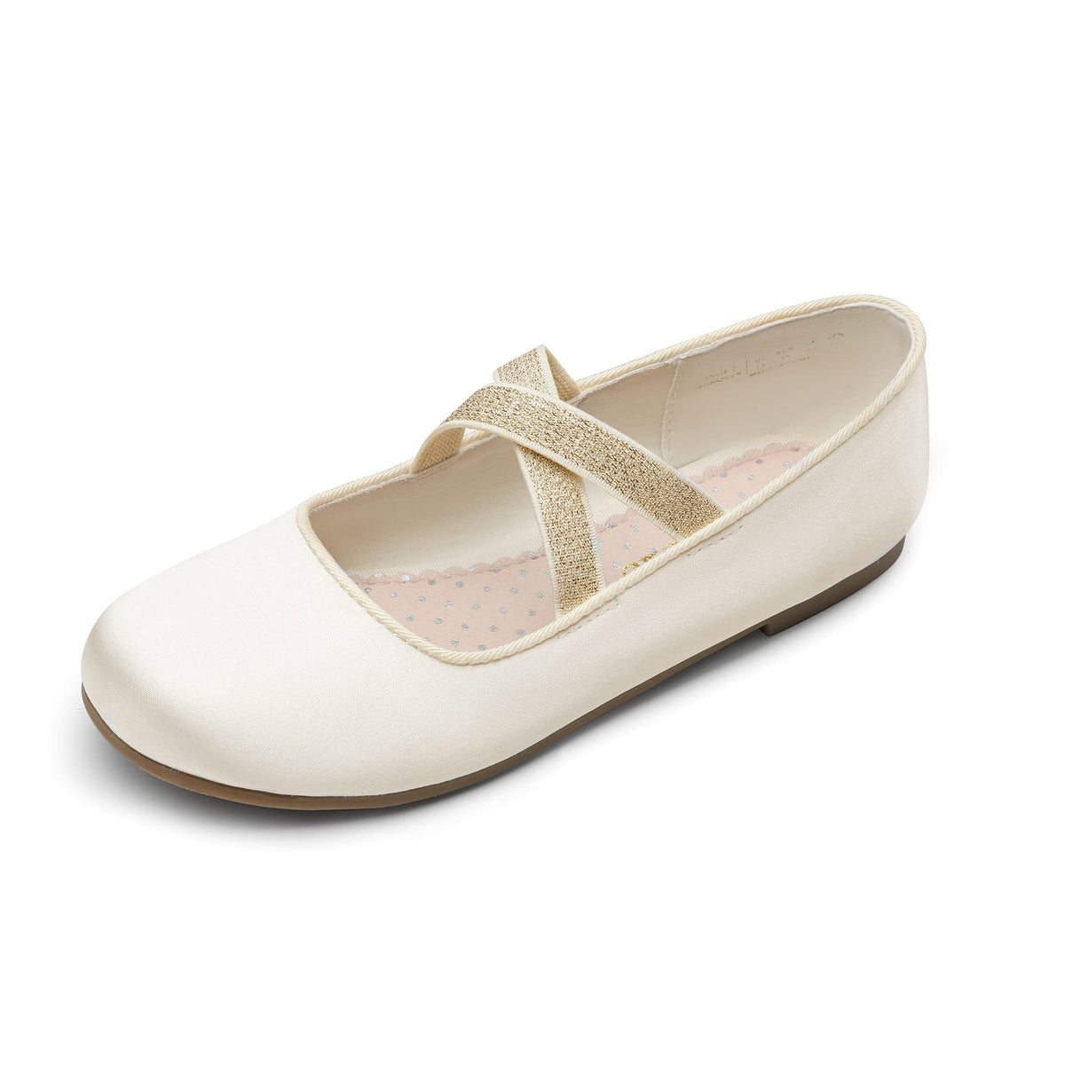 Dream Pairs Girls Angie-2 Ballerina Dress Shoes Mary Jane Flats Ivory-Satin Size 2 Little Kid