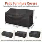 Kingling Patio Furniture Covers For 3 Piece Patio Chairs Set, Outdoor Furniture Cover Waterproof Wicker Chairs Cover - 75'L X32'W X31'H