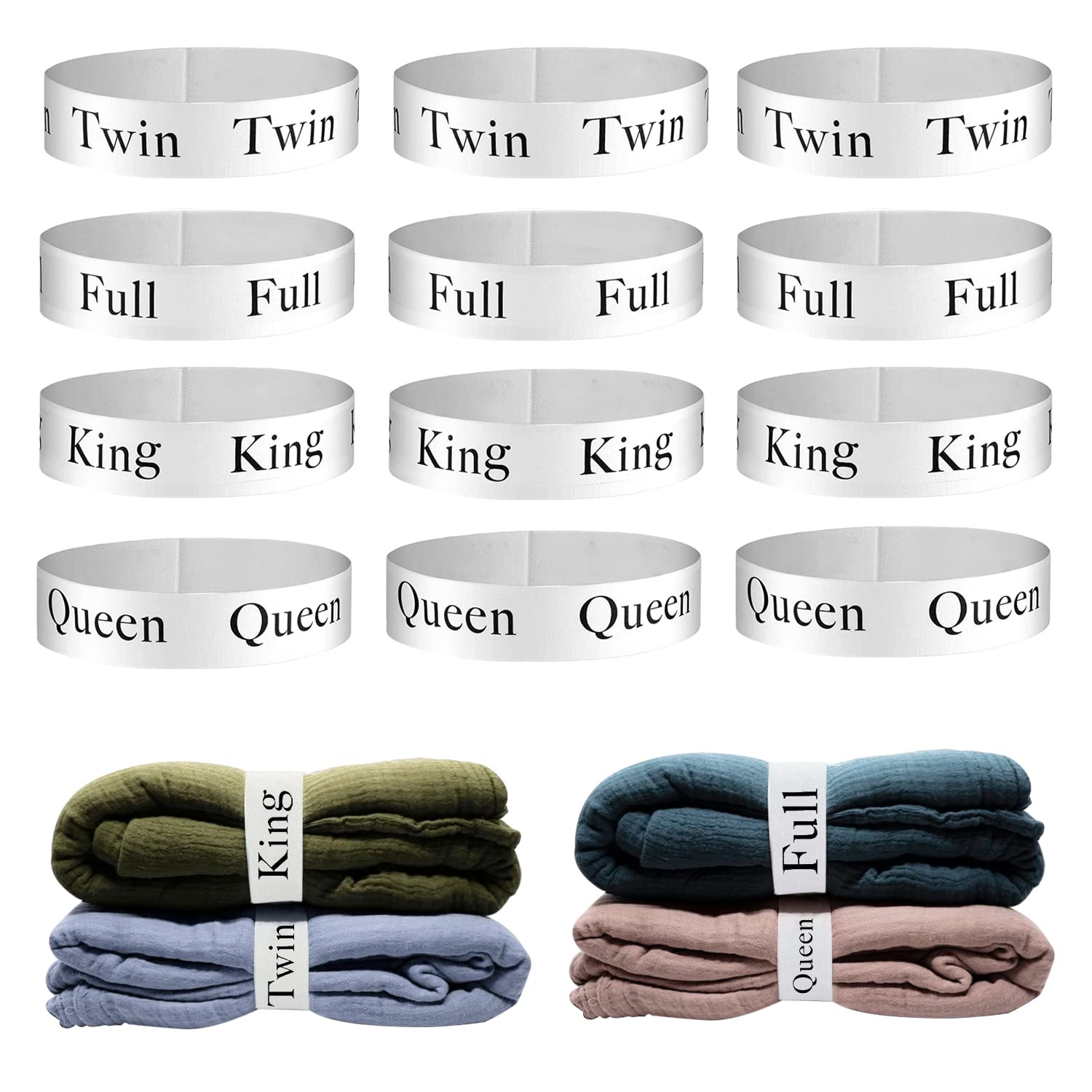 Zjcahxj 12Pcs Bed Sheet Organizers And Storage Bands For Closet Organization Linen Labels King Twin Full Queen Bedding Bands Ela