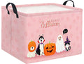 TIBAOLOVER Halloween Basket Cute Baskets for Kids Pumpkin Basket Rectangular Storage Bin Organizer Box Room Decor(Pink Dog Hallo