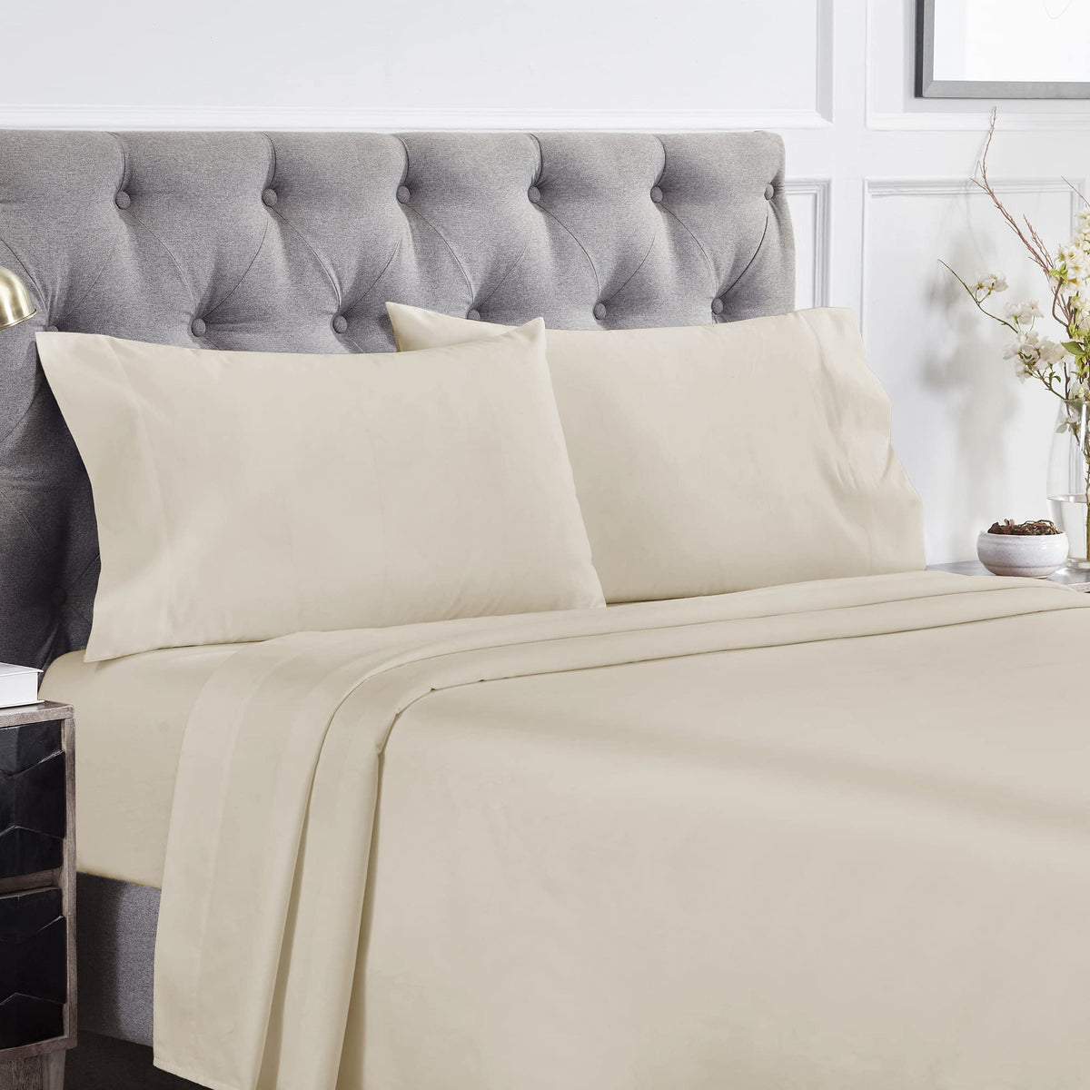 California Design Den Luxury 4 Piece King Size Sheet Set - 1000 Thread Count, 100% Cotton Sateen, Deep Pocket Fitted And Flat Sh