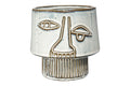 Bloomingville White Stoneware Vase with Abstract Face Design & Reactive Glaze Finish (Each one will vary)