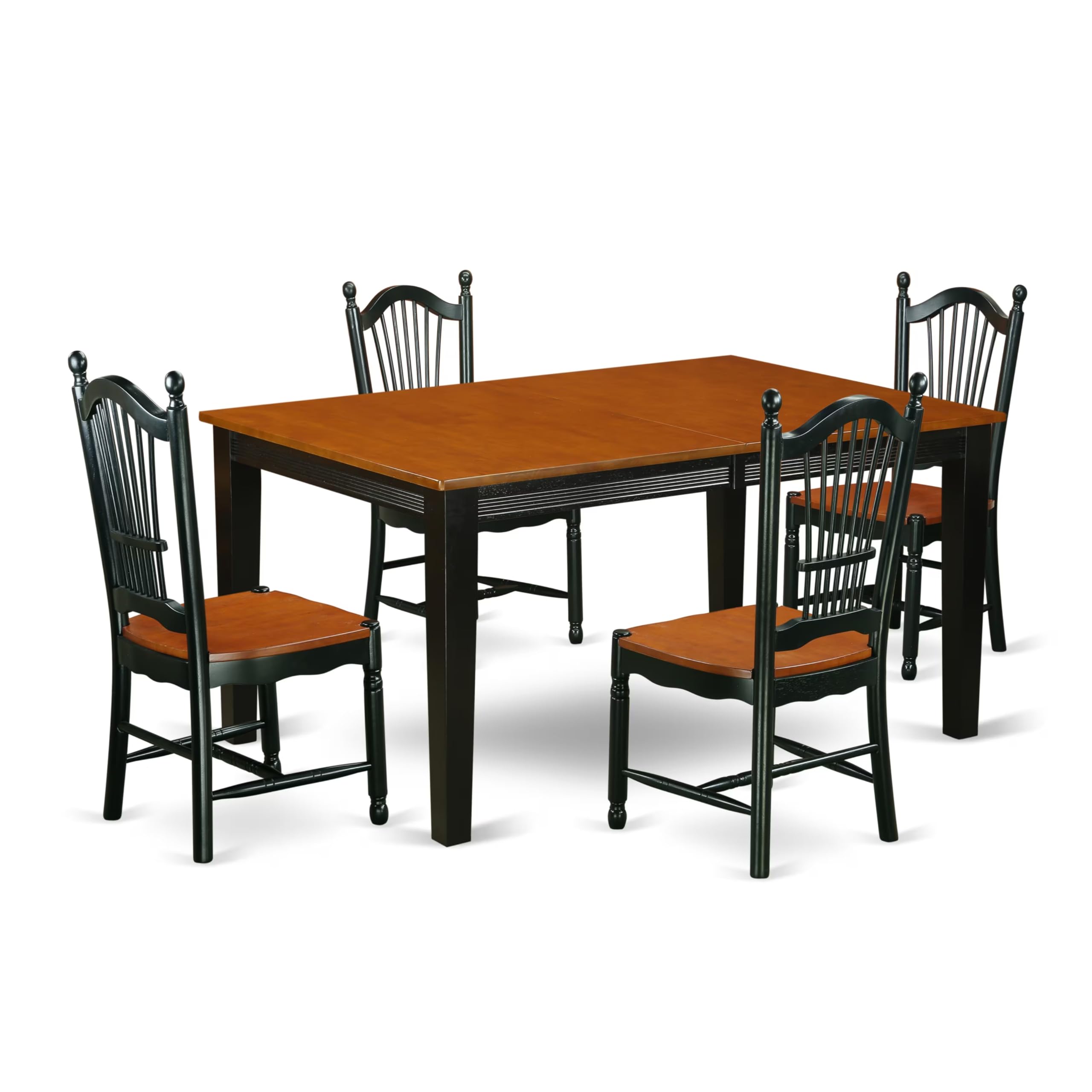 East West Furniture Qudo5-Bch-W 5 Piece Modern Dining Table Set Includes A Rectangle Wooden Table With Butterfly Leaf And 4 Dining Room Chairs, 40X78 Inch, Black & Cherry