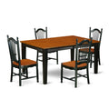 East West Furniture Qudo5-Bch-W 5 Piece Modern Dining Table Set Includes A Rectangle Wooden Table With Butterfly Leaf And 4 Dining Room Chairs, 40X78 Inch, Black & Cherry