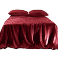 Elegant Comfort Luxurious 4-Piece Silky Satin Sheet Set, Skin And Hair Friendly, Wrinkle, Fade, Stain Resistant With Deep Pockets Fitted Sheet, Cooling Soft Satin Sheet Set, Full, Burgundy