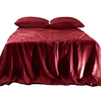 Elegant Comfort Luxurious 4-Piece Silky Satin Sheet Set, Skin And Hair Friendly, Wrinkle, Fade, Stain Resistant With Deep Pockets Fitted Sheet, Cooling Soft Satin Sheet Set, Full, Burgundy