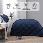 Basic Beyond California King Comforter Set Reversible Cal King Comforter Set, Navy Blue Comforter Set California King For All Seasons, 1 Comforter 106'X92' And 2 Pillow Shams 20'X36'+2'