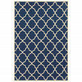 HomeRoots Polypropylene 4’x6’ Blue and Ivory Trellis Indoor Outdoor Area Rug