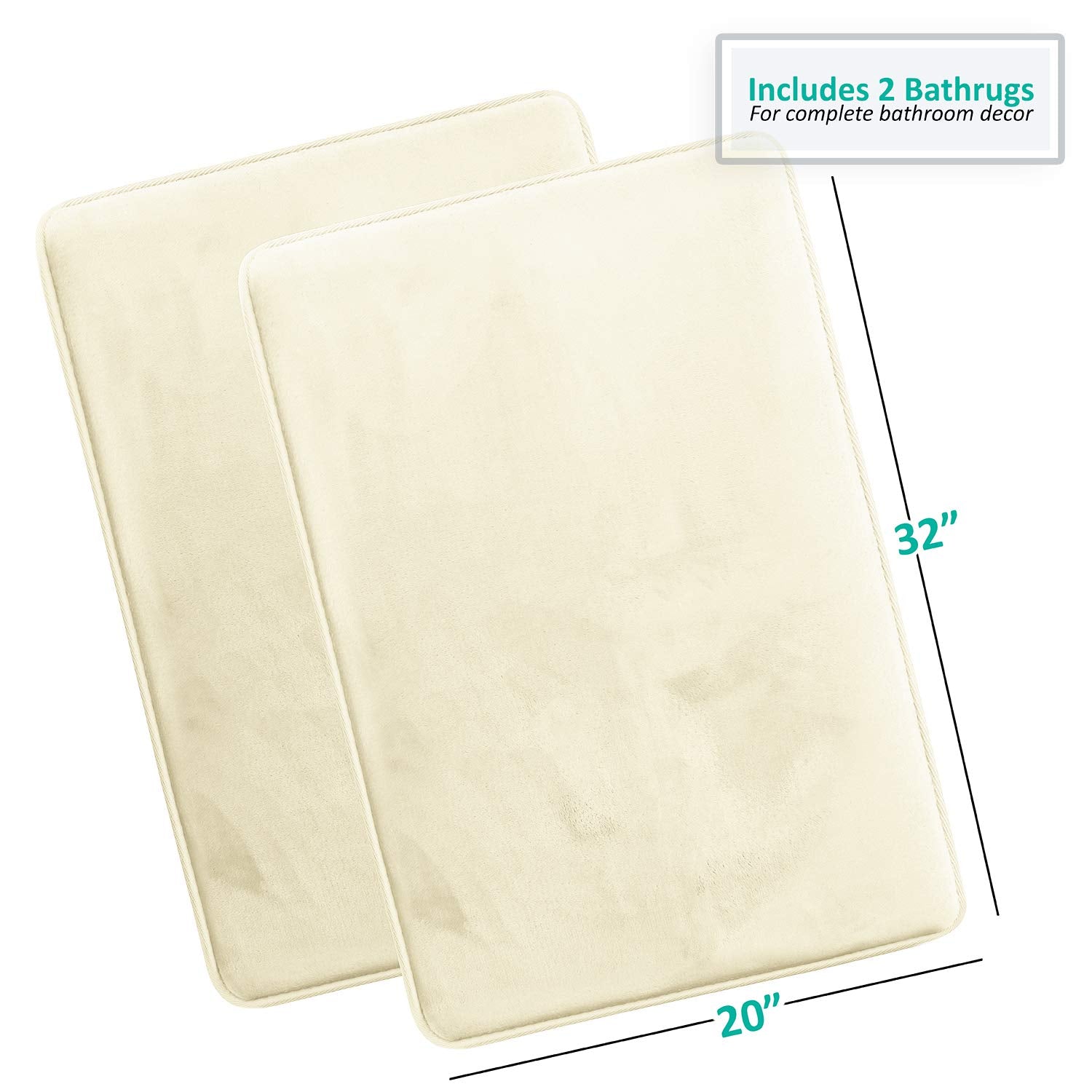 Clara Clark Bath Mat Set - Memory Foam Bath Mat - Soft Bathroom Rug - Non Slip And Super Absorbent - Fast Drying Machine Washabl