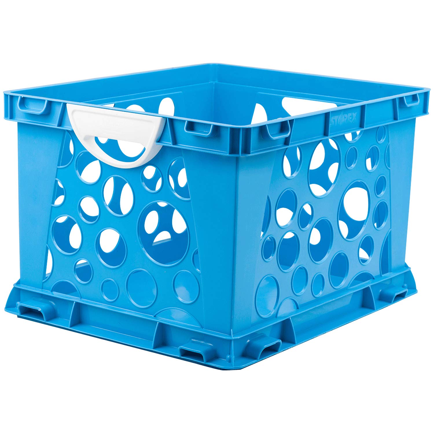 Storex Premium File Crate With Molded Handles - Letter And Legal Document And Folder Storage, Classroom Blue 1-Pack (61455A03C)