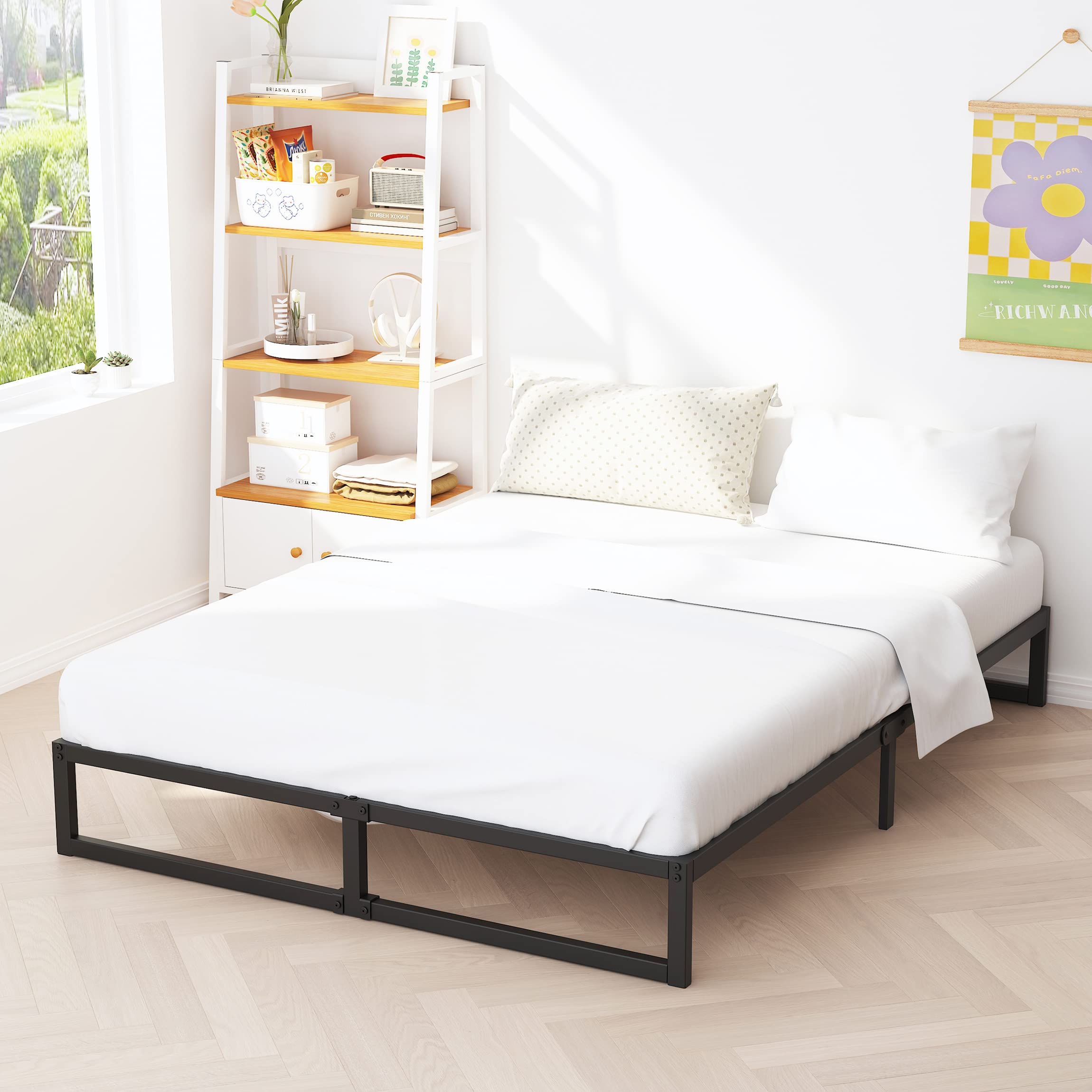 Richwanone 10 Inch Bed Frame Full Metal Platform Mattress Foundation with Steel Slat Support, No Box Spring Needed, Easy Assembl