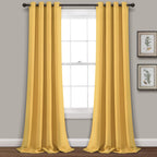 Lush Decor Insulated Grommet Blackout Window Curtain Panels, Pair, 52' W X 120' L, Yellow - Classic Modern Design - 120 Inch C