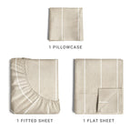 Twinxl Size 3 Piece Bedding Sheet Set - Breathable & Cooling Sheets - Hotel Luxury Bed Sheets For Kids, Teens, Women & Men - Deep Pockets, Easy-Fit - Soft & Wrinkle Free - Beige Stripes 4 Oeko-Tex Set