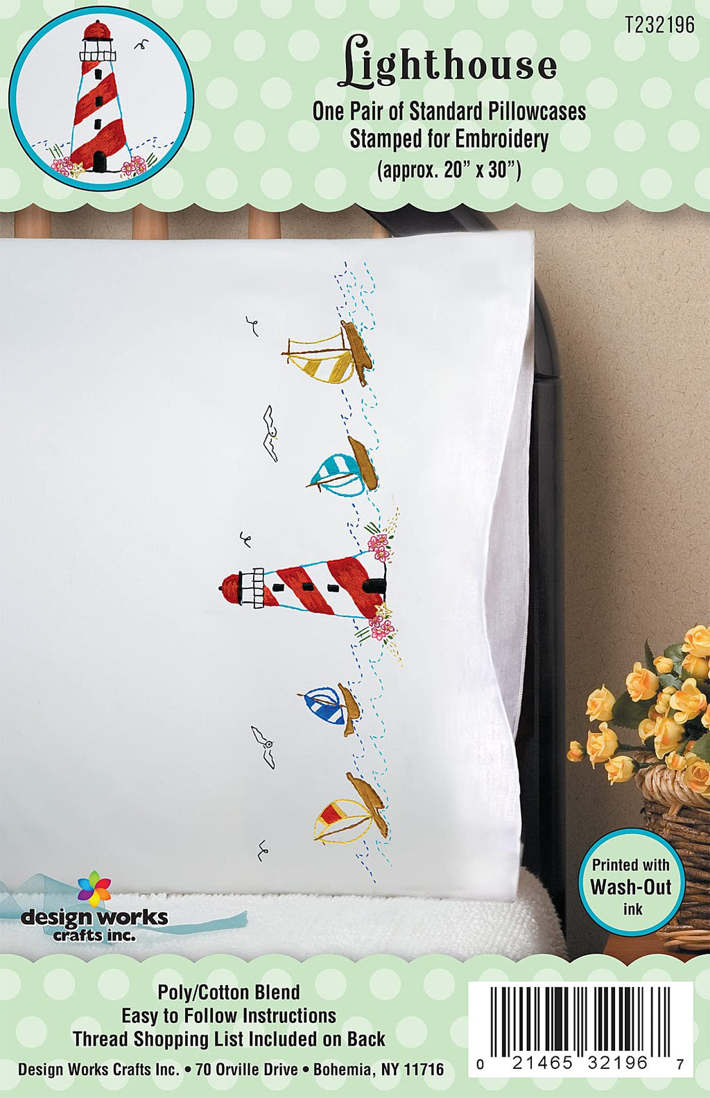 Design Works Crafts Lighthouse Stamped For Embroidery Pillowcases