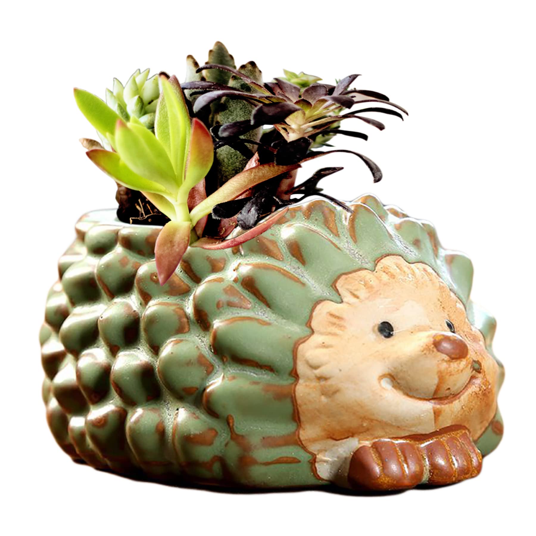 Diyomr Small Ceramic Planter Pot, 4.3' Vintage Bronze Animal Planters Ceramic Flowerpot Succulent Pots Cactus Pot For Office Ho