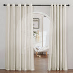Nicetown Semi Sheer Curtains Linen Blend Extra Wide For Sliding Glass Door, Grommet Top Privacy With Light Filtering Vertical Wi