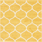 Unique Loom Trellis Frieze Collection Area Rug - Rounded (3' Square, Yellow/ Ivory)