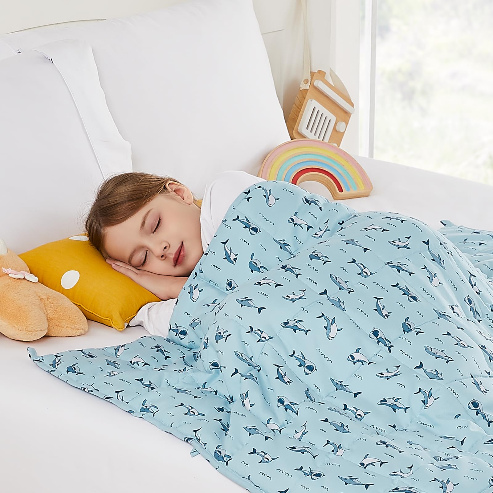 HOSUKKO Weighted Blanket - 2 lbs Blue Shark Heavy Blanket - Breathable Blanket(36 * 48 inches, 2 lbs)
