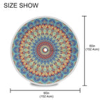 Qilmy Mandala Outdoor Tablecloth 60 Inch Waterproof Round Tablecloth With Umbrella Hole And Zipper For Backyard Party Bbq Decor