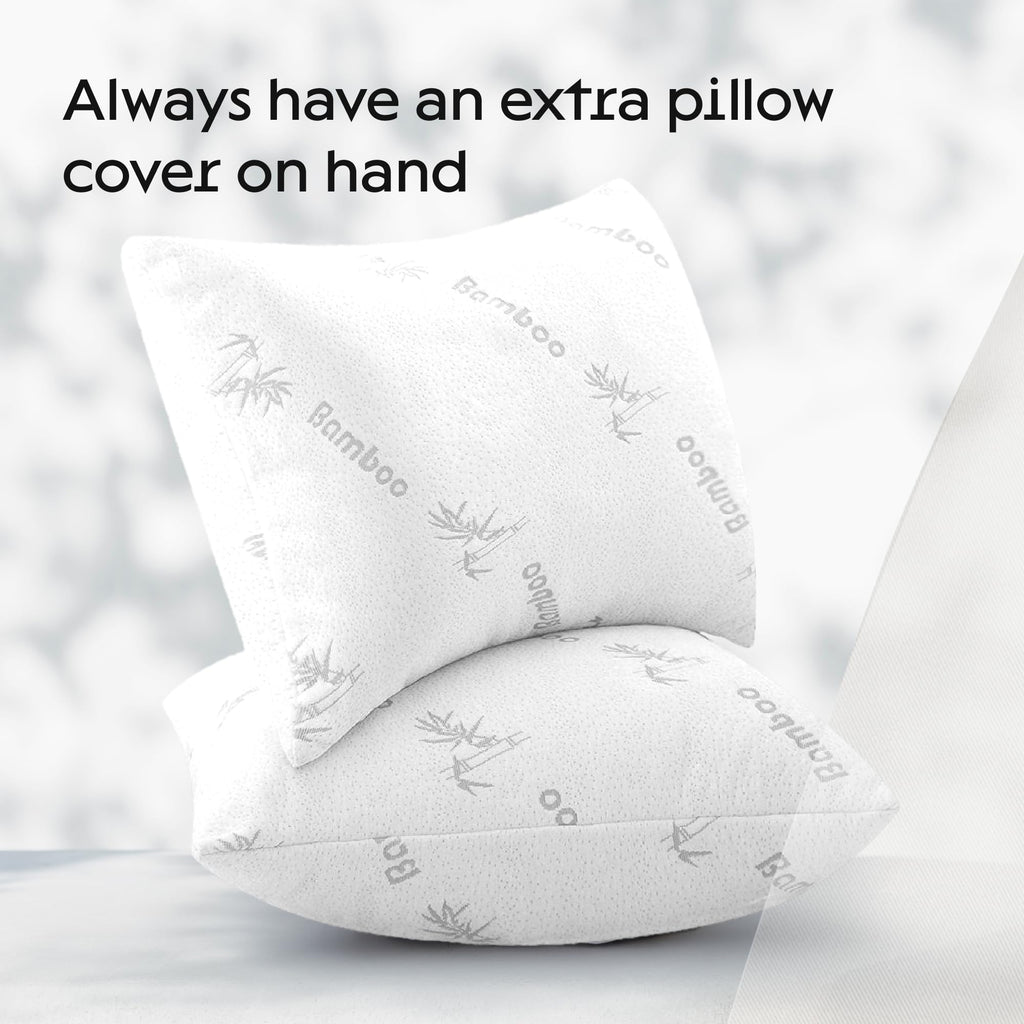 Pillow Protectors With Zipper Queen Size 20X30 Pair Zippered Pillow Case, Cooling, Guaranteed Noiseless Pad, Ultra Plush Absorbe