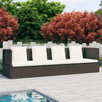 vidaXL Patio Couch, Sunlounger with Cushion, Sunbed with Adjustable Backrest and Footrest, Patio Wicker Furniture for Porch, Poly Rattan Brown