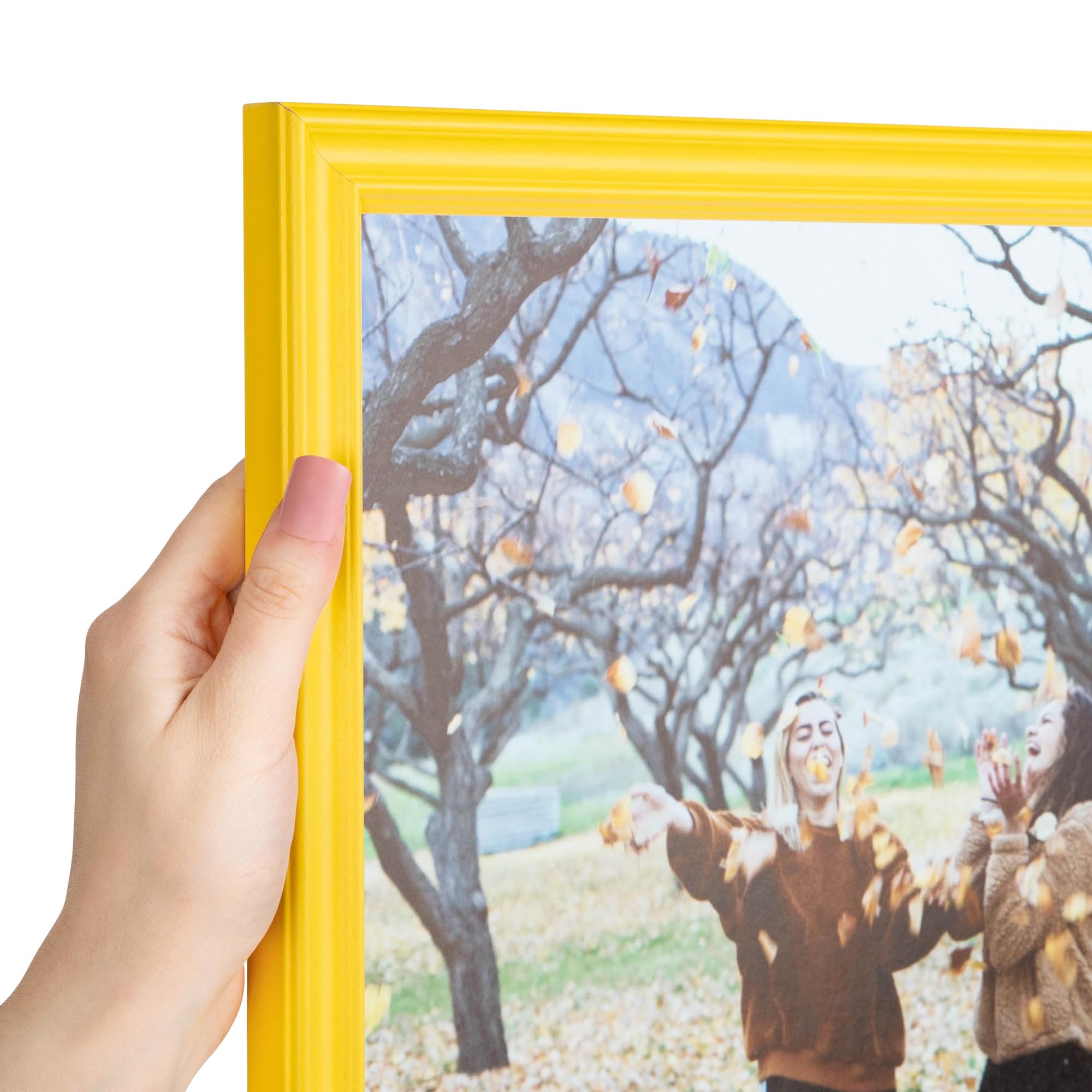 ArtToFrames 11x17 inch Yellow Stain on Hard Maple Wood Picture Frame, WOM0066-60823-YYLW-11x17